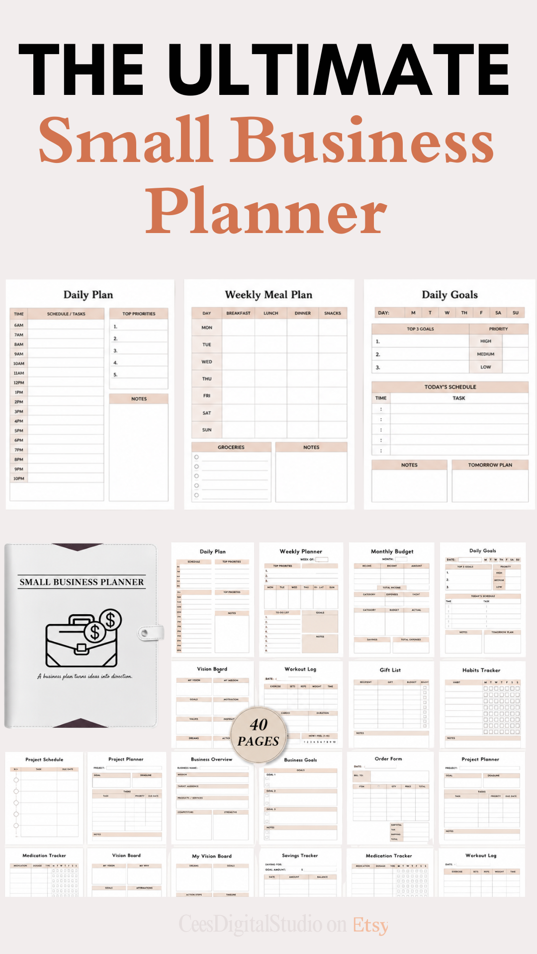 Small Business Planner Templates   These business templates are perfect for freelancers who want to work smarter and stay organized.  Download Now  #CreativeFabrica #DigitalTemplates #StartupBusiness #OnlineBusiness #SmallBusinessOwner