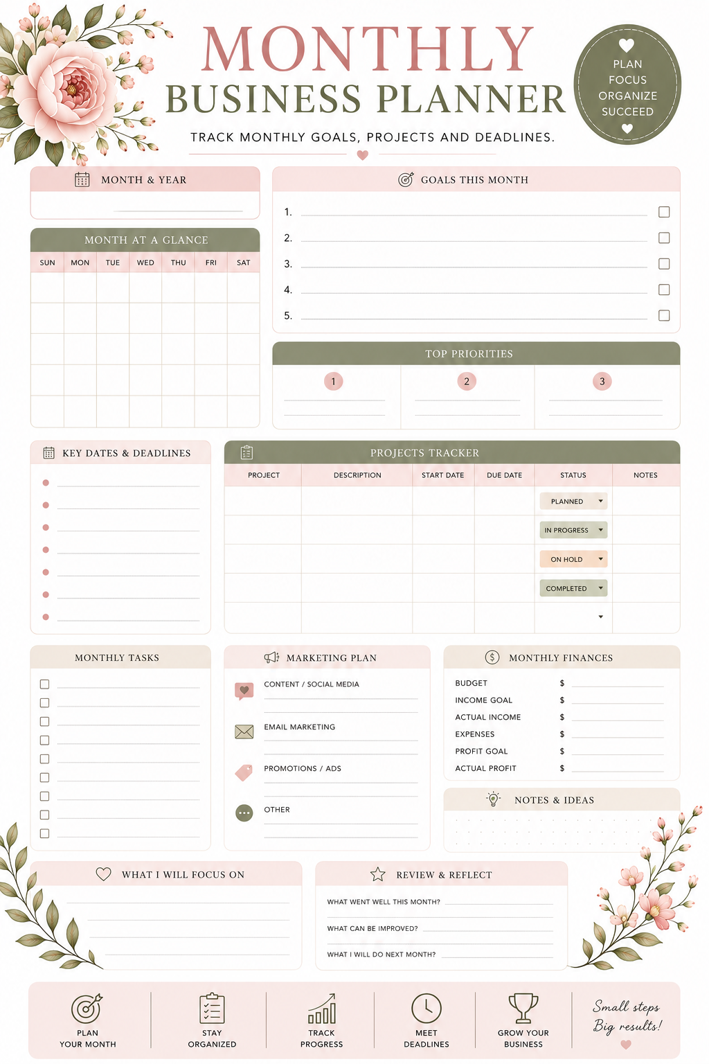 Printable Small Business Templates   These digital business documents are perfect for creative entrepreneurs who want to work smarter and stay organized.  Get Free Templates  #BusinessTemplates #DigitalTemplates #BusinessTools #CreativeFabricaFree #InstantDownload
